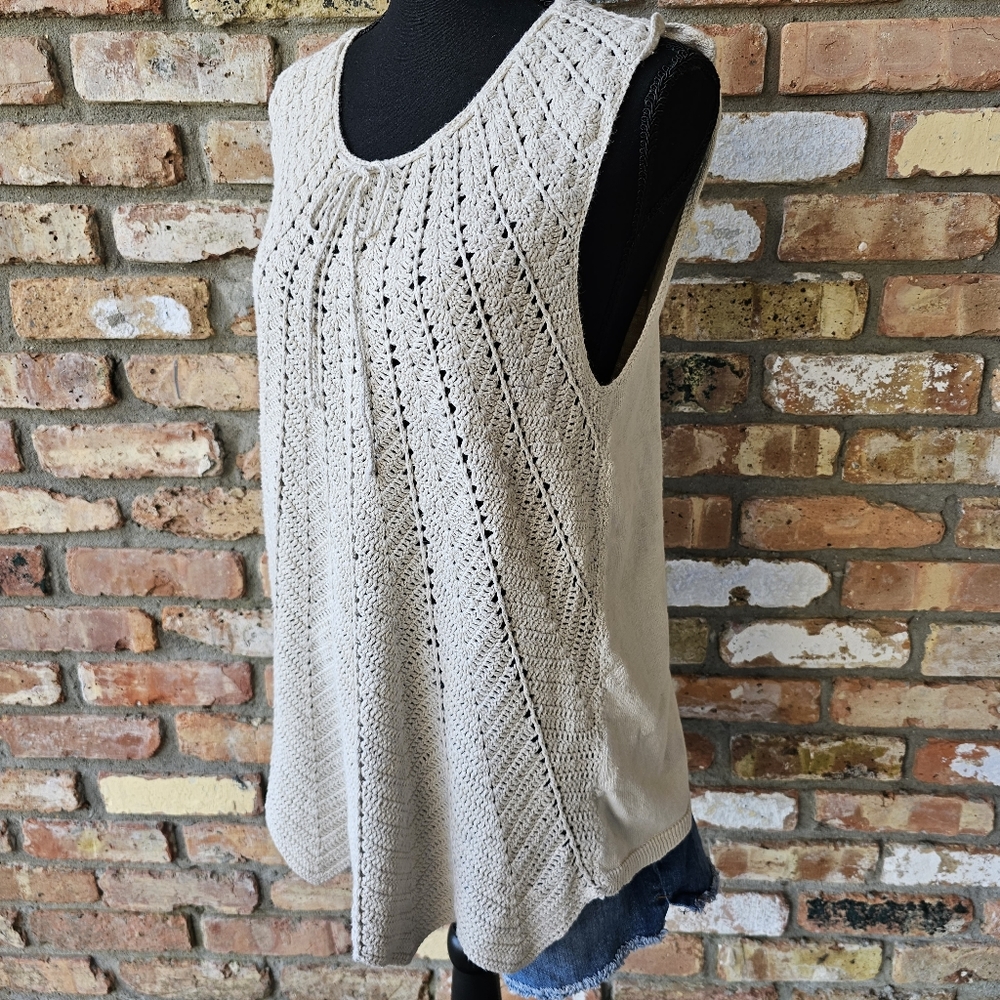 Sahalie Crochet Pattern Cotton/Ramie Sleeveless Top - Picture 3 of 16